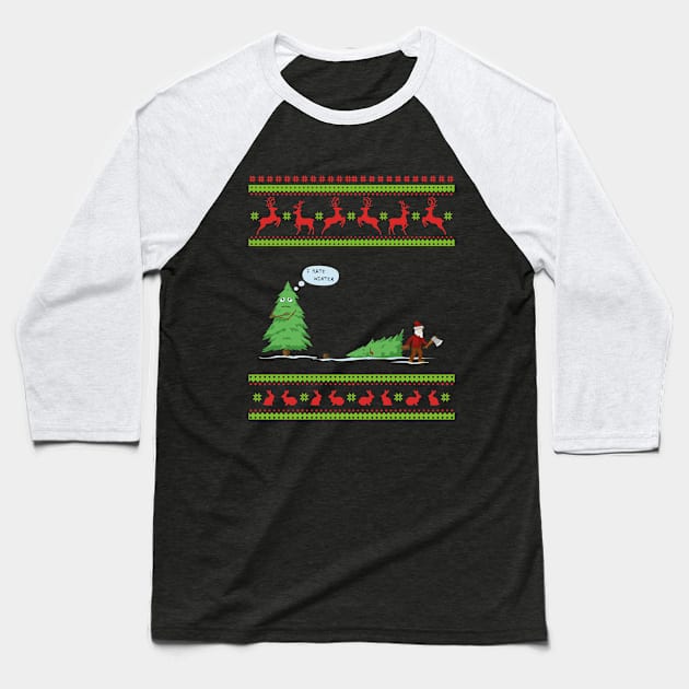 Funny Ugly Christmas Sweater Baseball T-Shirt by MasliankaStepan